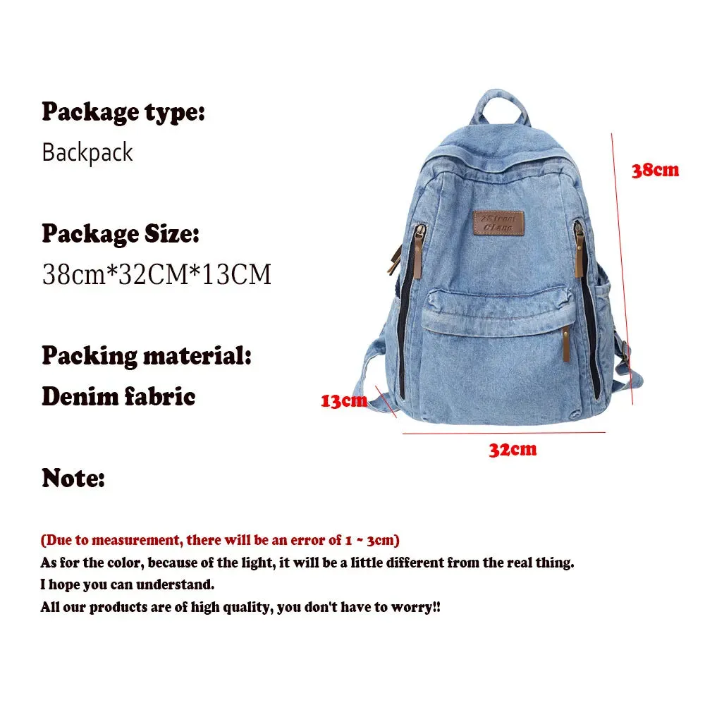 2025 Denim Fashion Backpack – Large Capacity School Rucksack with Multi Pockets, Trendy Jeans Bag for Students