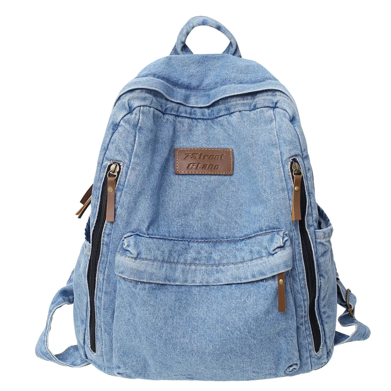 2025 Denim Fashion Backpack – Large Capacity School Rucksack with Multi Pockets, Trendy Jeans Bag for Students