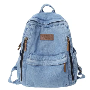 2025 Denim Fashion Backpack – Large Capacity School Rucksack with Multi Pockets, Trendy Jeans Bag for Students