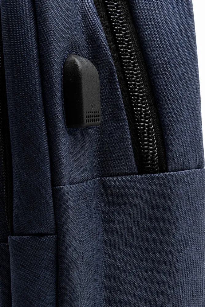 3 Divison Laptop USB Bag Dark Blue