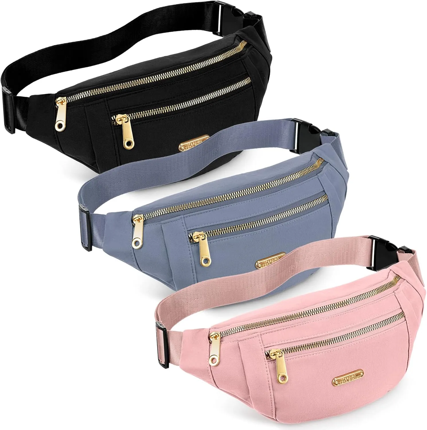 3 Pcs Waterproof Fanny Packs for Women and Men Waist Pack with Adjustable Strap Waist Pouch for Sports Running Exercise Walking Travel