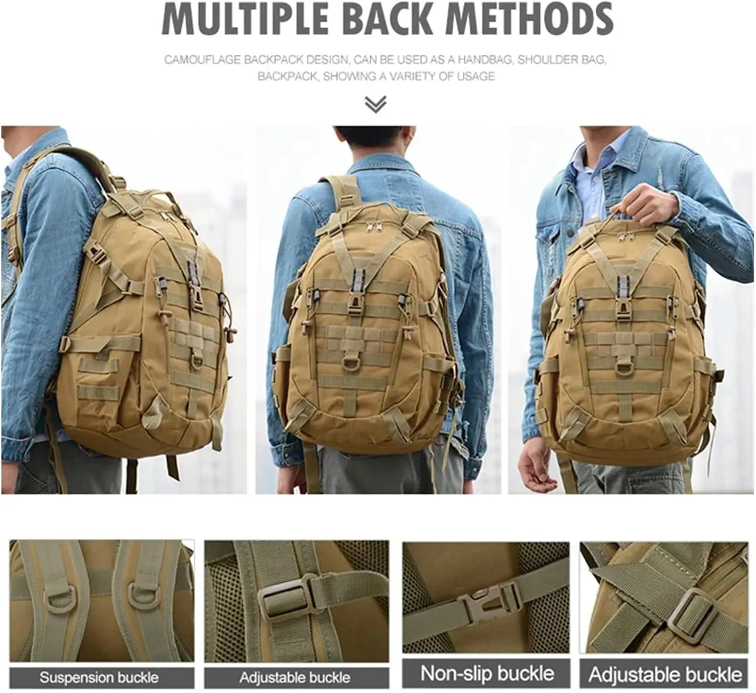 30-40L Camping Backpack Men's Travel Bags Climbing Rucksack Hiking Outdoor Reflective Shoulder Fishing Bag(Style4)