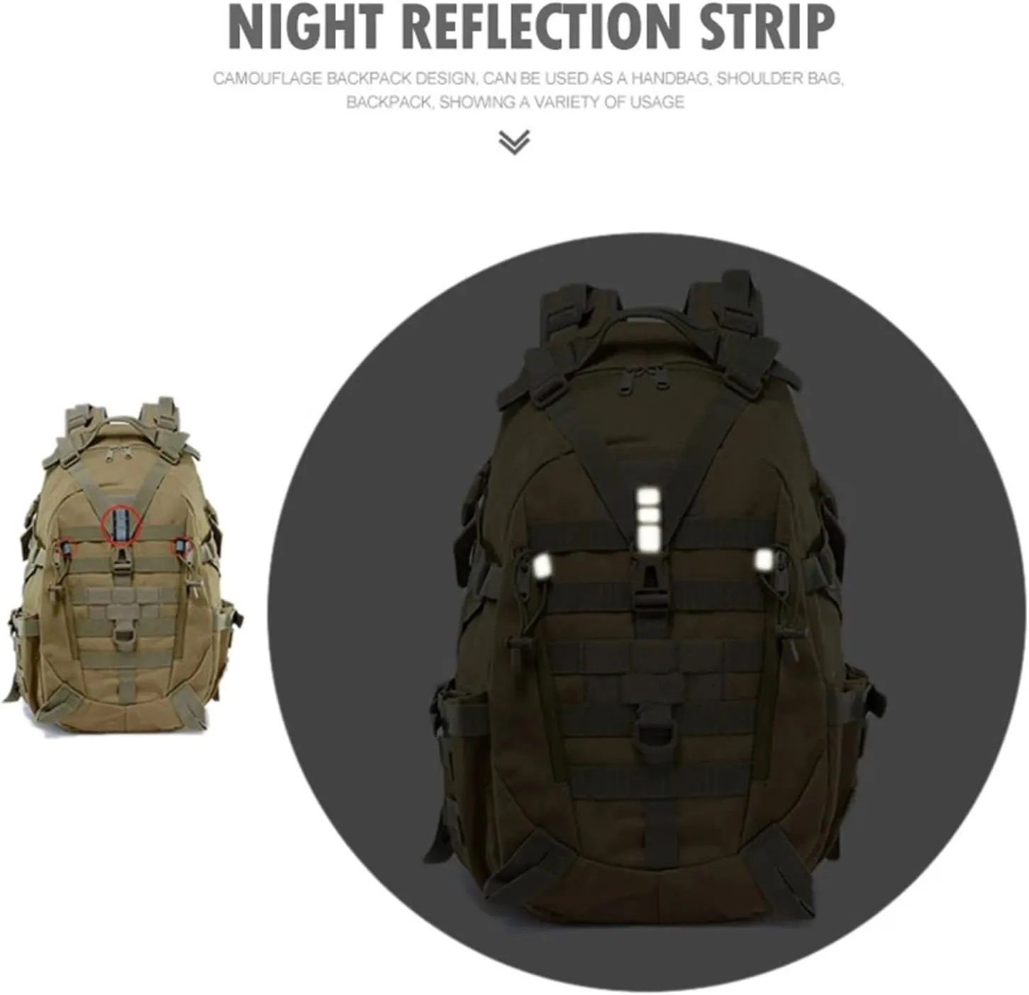 30-40L Camping Backpack Men's Travel Bags Climbing Rucksack Hiking Outdoor Reflective Shoulder Fishing Bag(Style4)