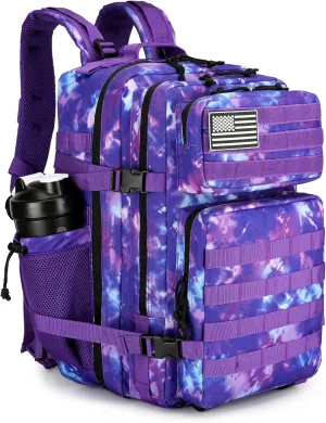 45L Tactical Assault Backpack 3 day assault pack with Molle Waterproof backpack Rucksack for Tactical Backpacks (Purple Camo)