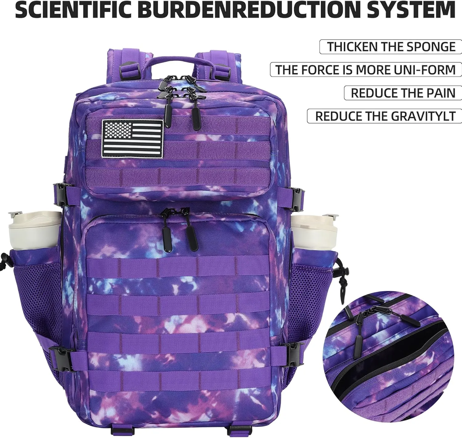 45L Tactical Assault Backpack 3 day assault pack with Molle Waterproof backpack Rucksack for Tactical Backpacks