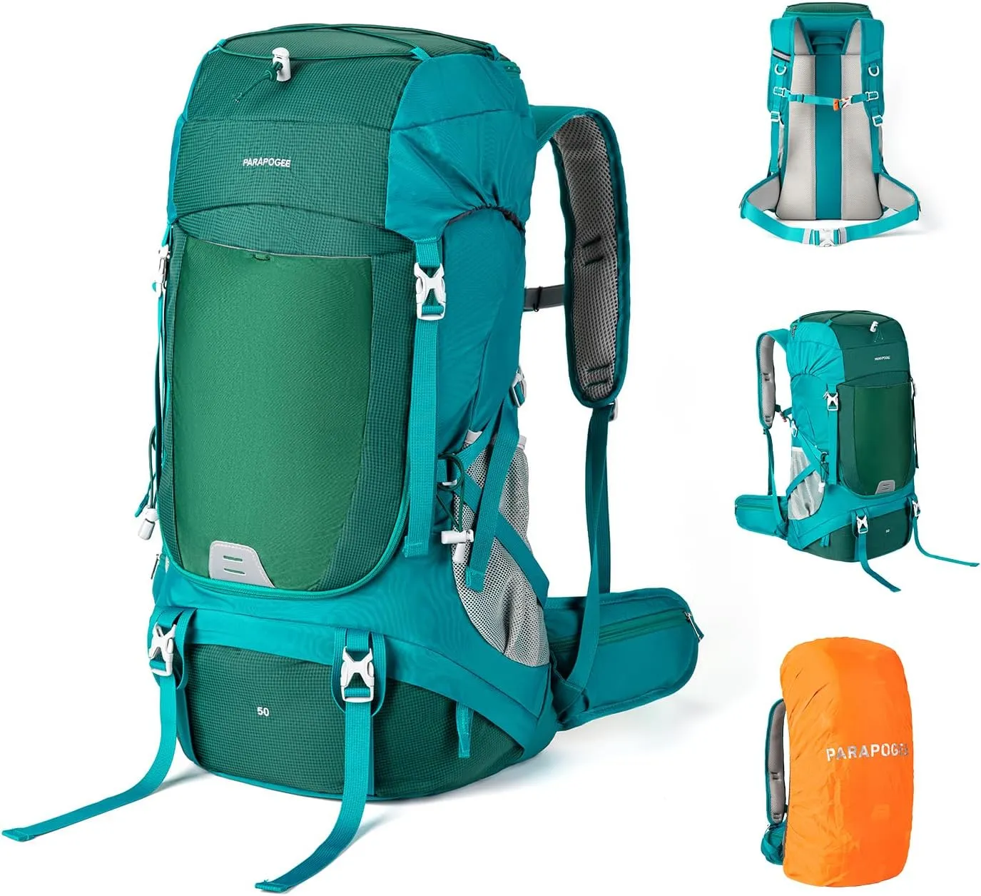 50L Hiking Backpack, Lightweight Hiking Daypack with Waterproof Rain Cover, Outdoor Travel Backpack for Climbing Camping Touring (Green)