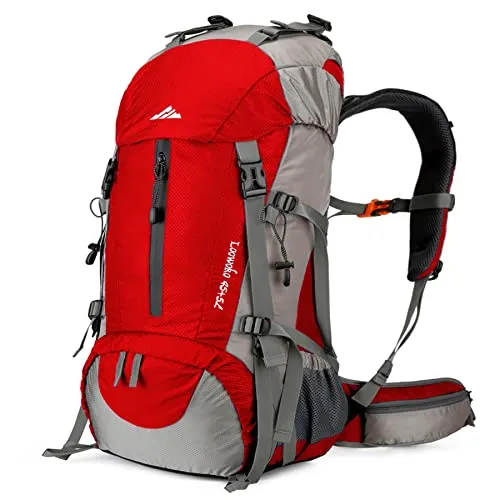 50L Hiking Backpack,Waterproof Camping Essentials Bag w/ Rain Cover