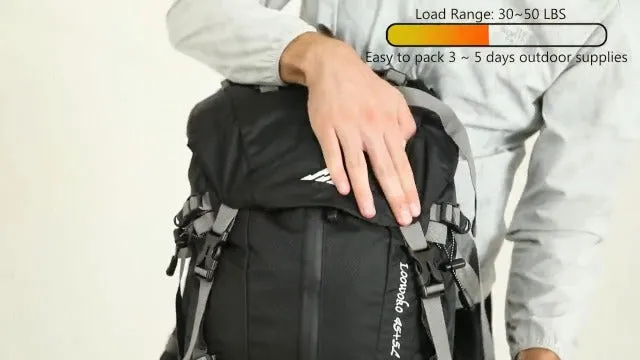 50L Hiking Backpack,Waterproof Camping Essentials Bag w/ Rain Cover