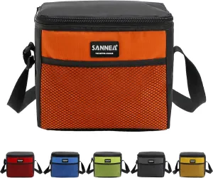 6 Can/5L Lunch Bag for Women Men Portable Lunch Box Small Cooler Bag Soft Collapsible Reusable Insulated Lunch Tote for Everyday Work Travel (Orange)