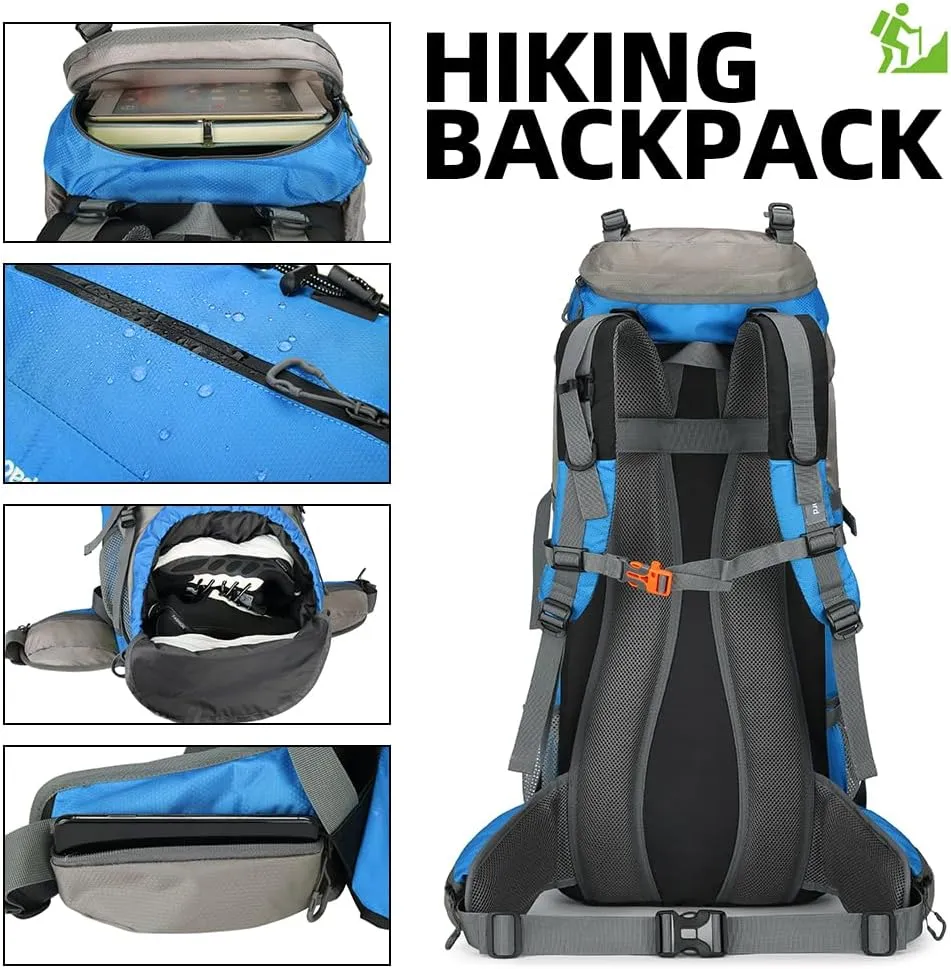 70L Camping Hiking Backpack with Rain Cover Waterproof Backpacking Backpack for Hiking Treeking Climbing Outdoor