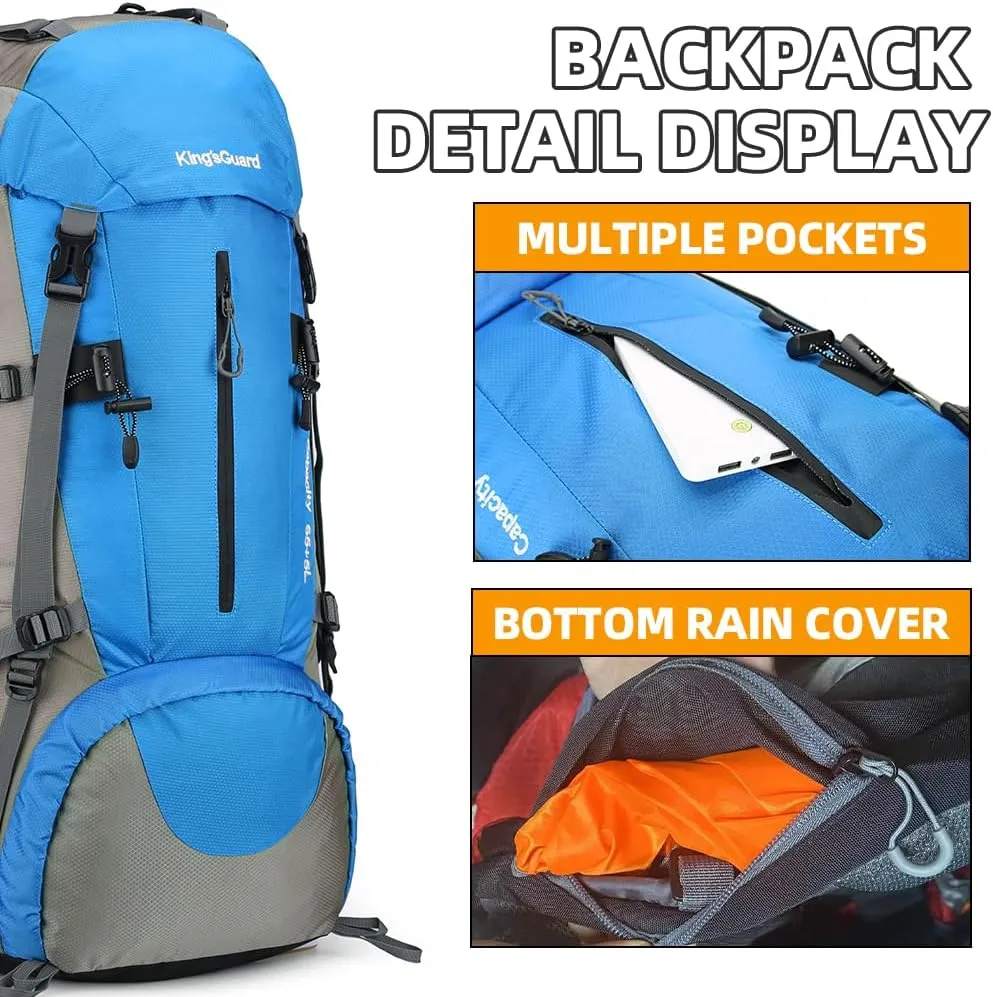 70L Camping Hiking Backpack with Rain Cover Waterproof Backpacking Backpack for Hiking Treeking Climbing Outdoor