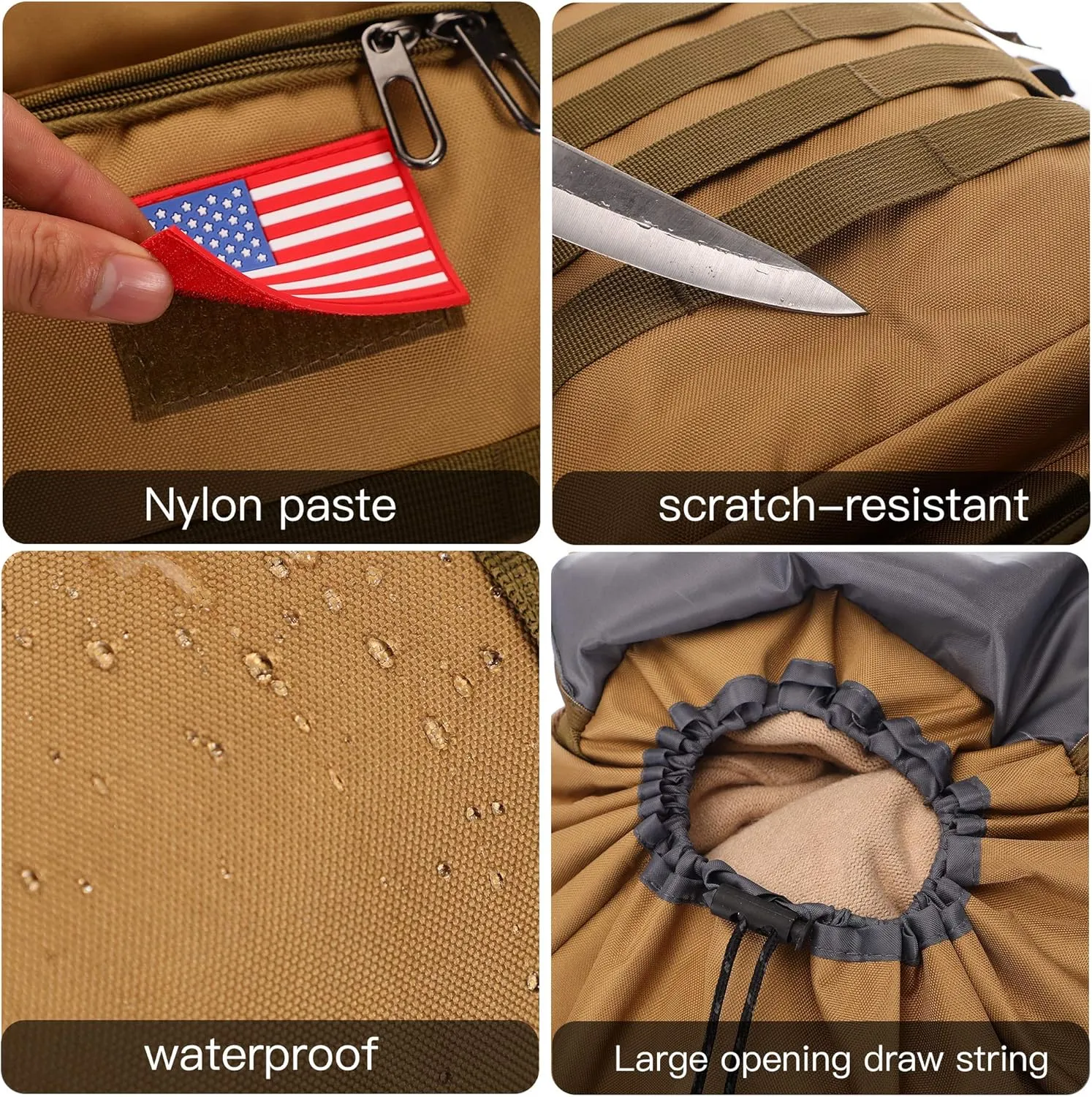 70l Hiking Backpack for Men Waterproof Military Camping Rucksack Travel Daypack