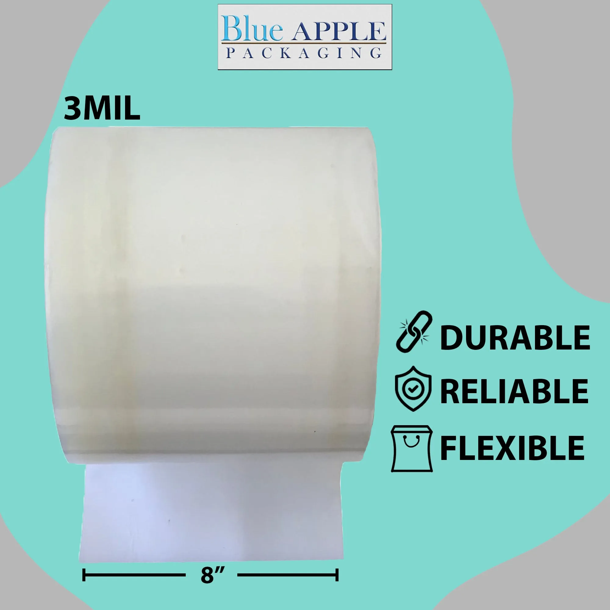 8 inch x 1450ft Poly Tubing Roll 3 Mil LDPE Low Density