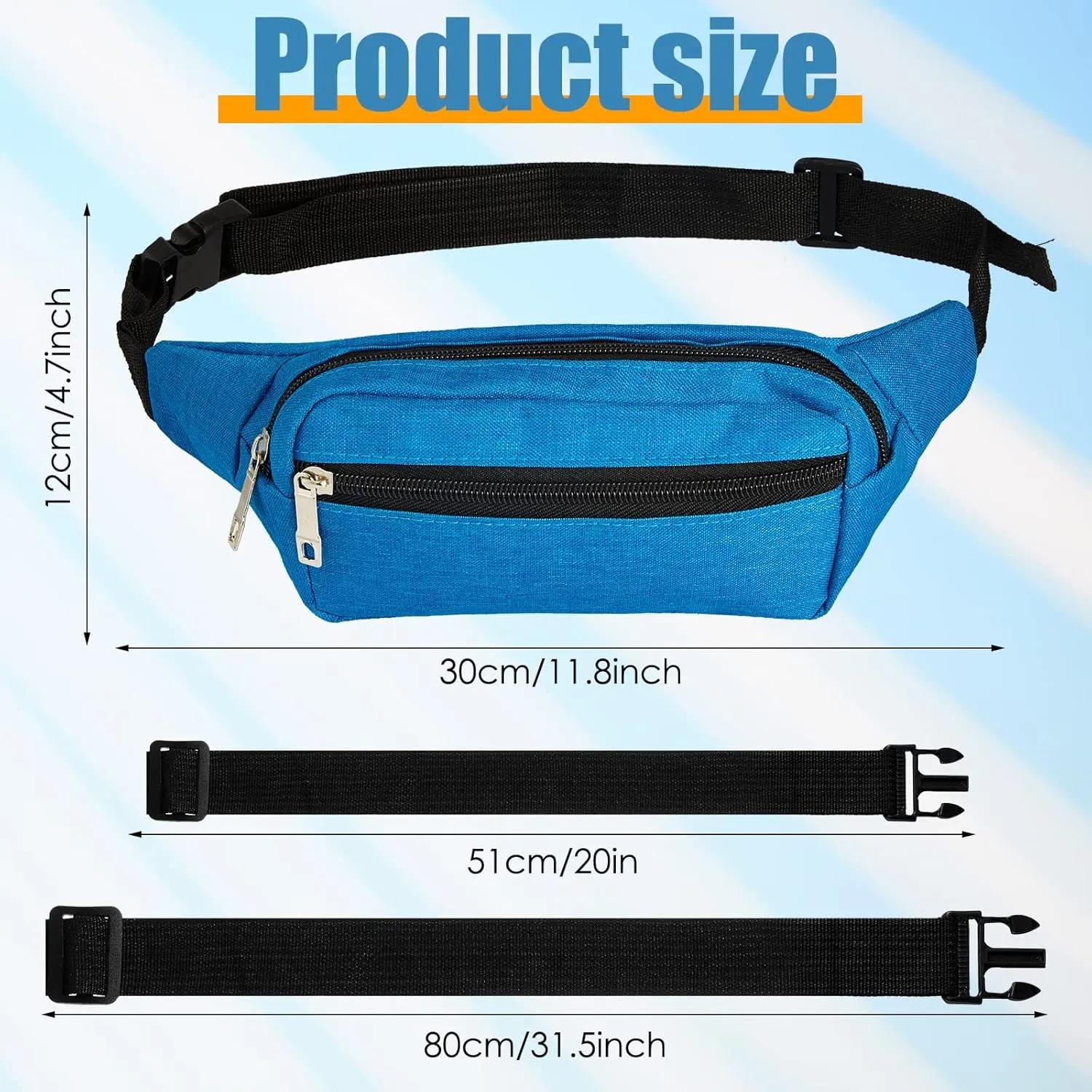 9 Pieces Neon Fanny Pack Bulk 80s 90s Sport Lightweight Belt Bag Adjustable Exercise Running Waist Bag with Adjustable Belt and 2 Zippers for Travel Women Men Running Sports Phone