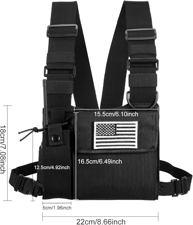 abcGoodefg Radio Chest Harness Chest Front Pack Pouch Holster Vest Rig for Two Way Radio Walkie Talkie(Rescue Essentials)