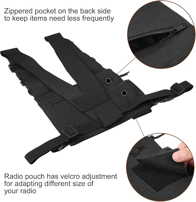abcGoodefg Radio Chest Harness Chest Front Pack Pouch Holster Vest Rig for Two Way Radio Walkie Talkie(Rescue Essentials)