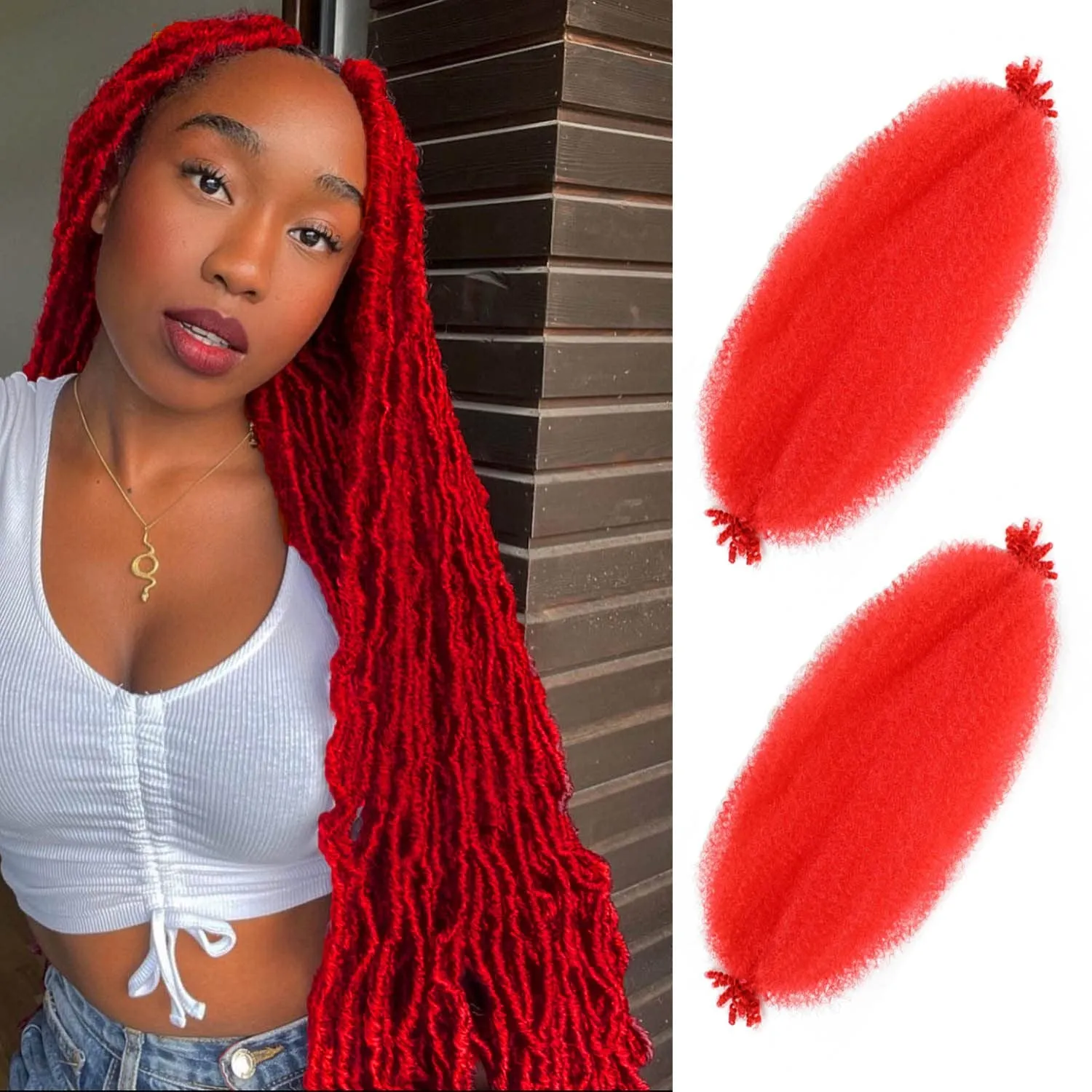 Afro Twist Hair 24 Inch 3 Packs, Springy Afro Twist Hair Pre Fluffed Spring Twist Hair Pre Stretched Wrapping Hair for Soft Locs Hair Extensions (24 Inch (Pack of 3), 1B#)