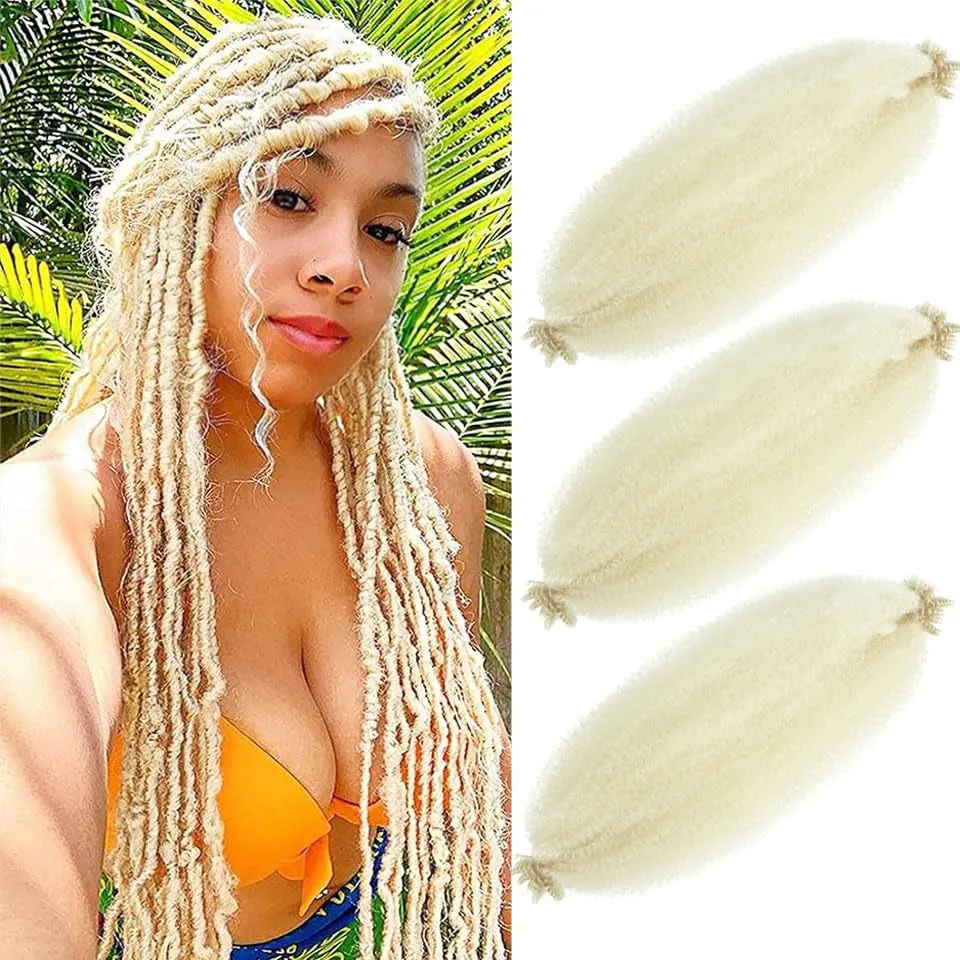 Afro Twist Hair 24 Inch 3 Packs, Springy Afro Twist Hair Pre Fluffed Spring Twist Hair Pre Stretched Wrapping Hair for Soft Locs Hair Extensions (24 Inch (Pack of 3), 1B#)