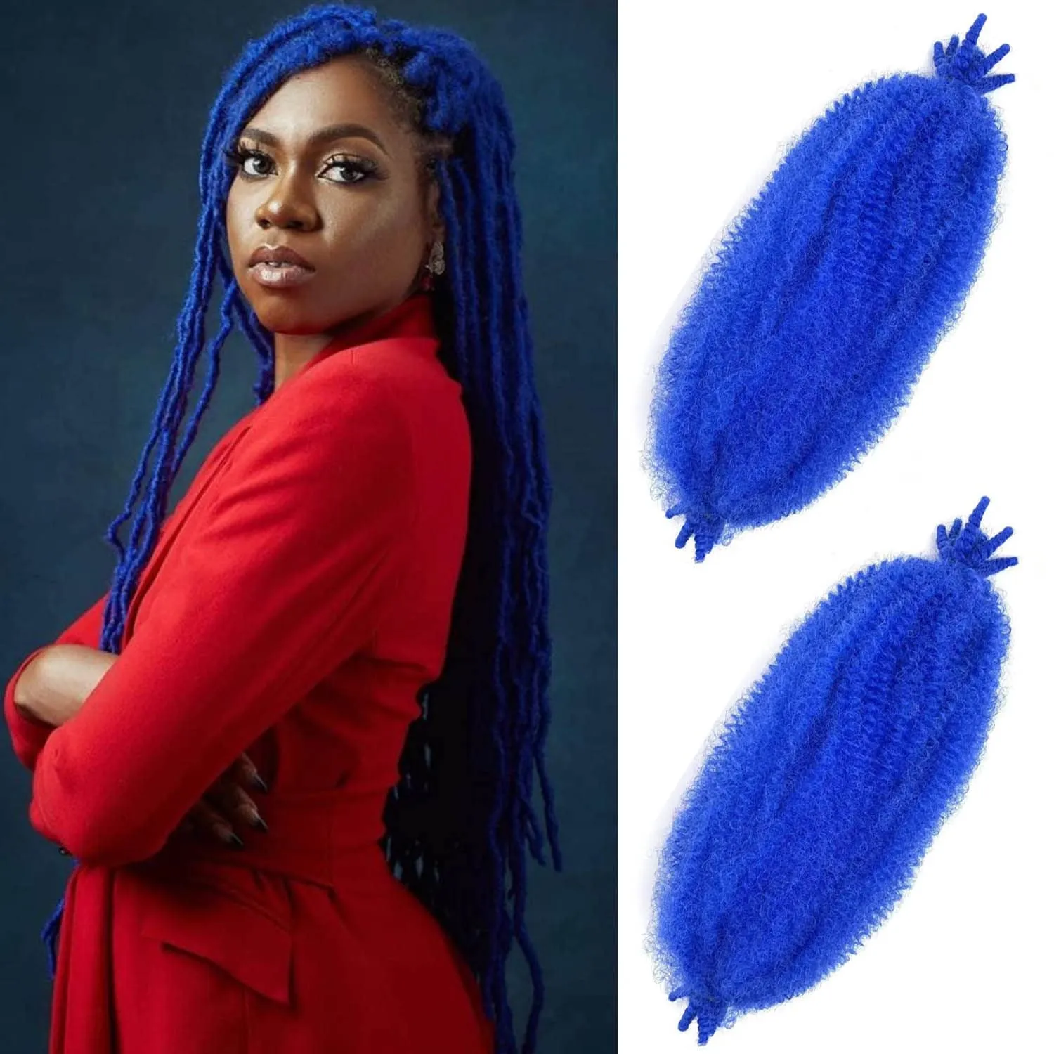 Afro Twist Hair 24 Inch 3 Packs, Springy Afro Twist Hair Pre Fluffed Spring Twist Hair Pre Stretched Wrapping Hair for Soft Locs Hair Extensions (24 Inch (Pack of 3), 1B#)