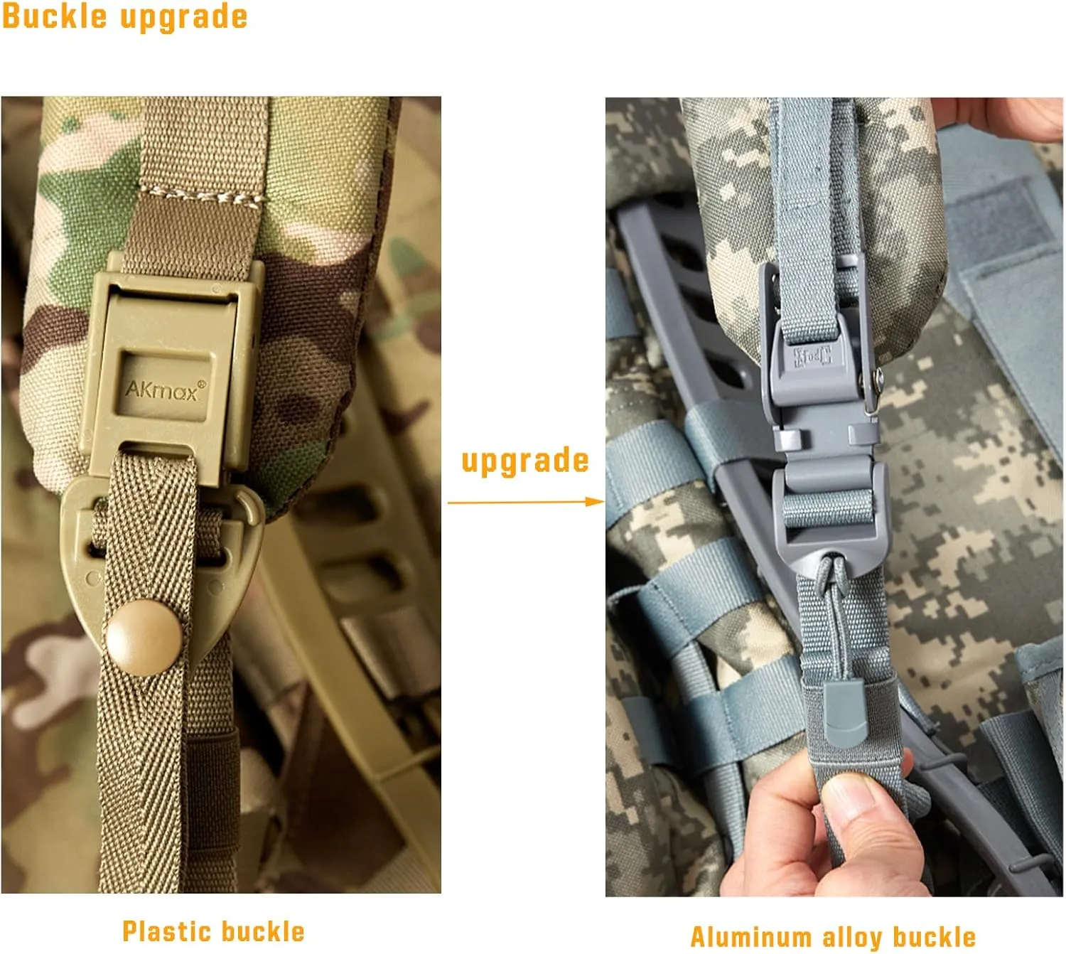 Akmax MOLLE II Medium Rucksack Military Tactical Backpack with Detachable Side Pouches & Upgraded Frame for Enhanced Comfort