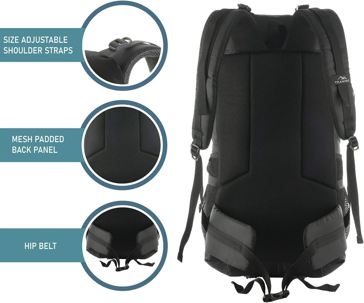 ALPHA 50L Travel Backpack Water Resistant Daypack Bag for Cycling Trekking Hiking Camping for Men & Women, Sky Blue