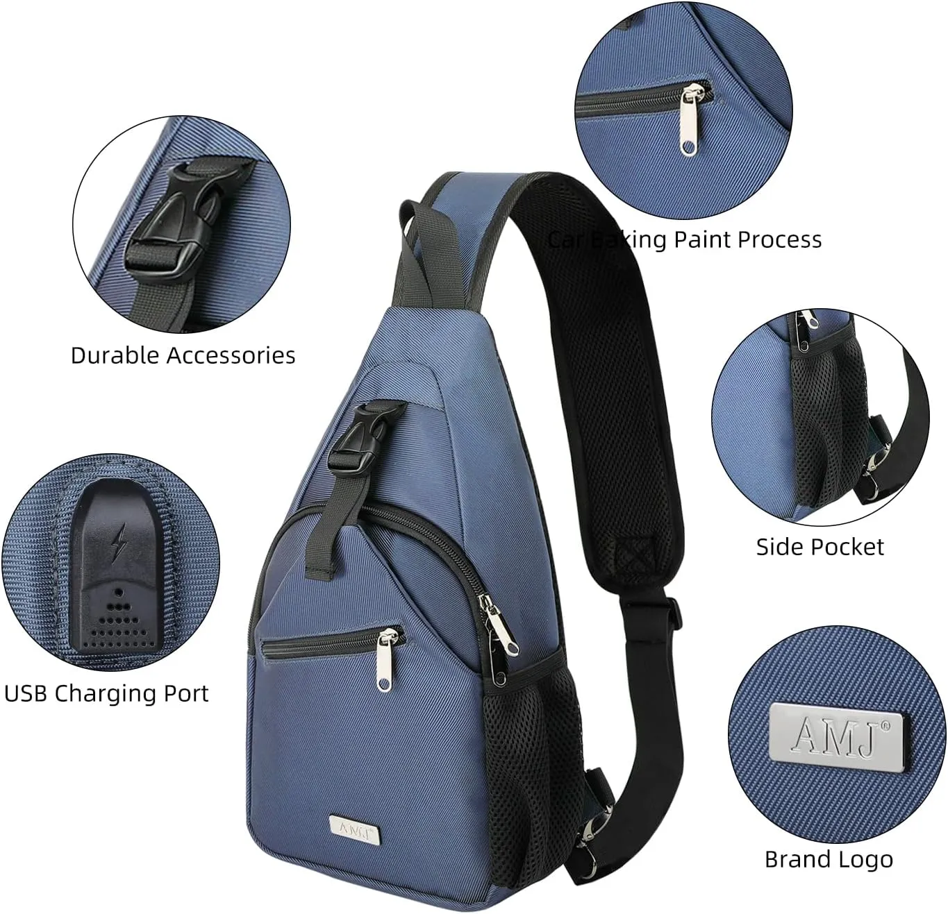 AMJ Tactical Chest Sling Bag for Men,Theft Crossbody Bag,Lightweight Hiking Shoulder Pack for Cycling, Travel, Camping