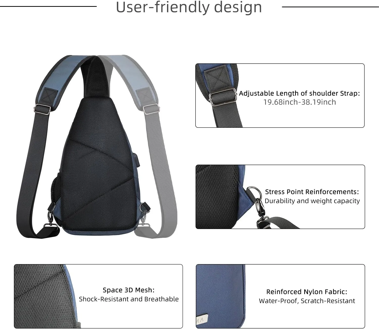 AMJ Tactical Chest Sling Bag for Men,Theft Crossbody Bag,Lightweight Hiking Shoulder Pack for Cycling, Travel, Camping