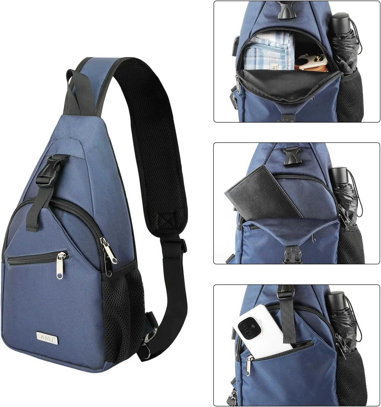 AMJ Tactical Chest Sling Bag for Men,Theft Crossbody Bag,Lightweight Hiking Shoulder Pack for Cycling, Travel, Camping