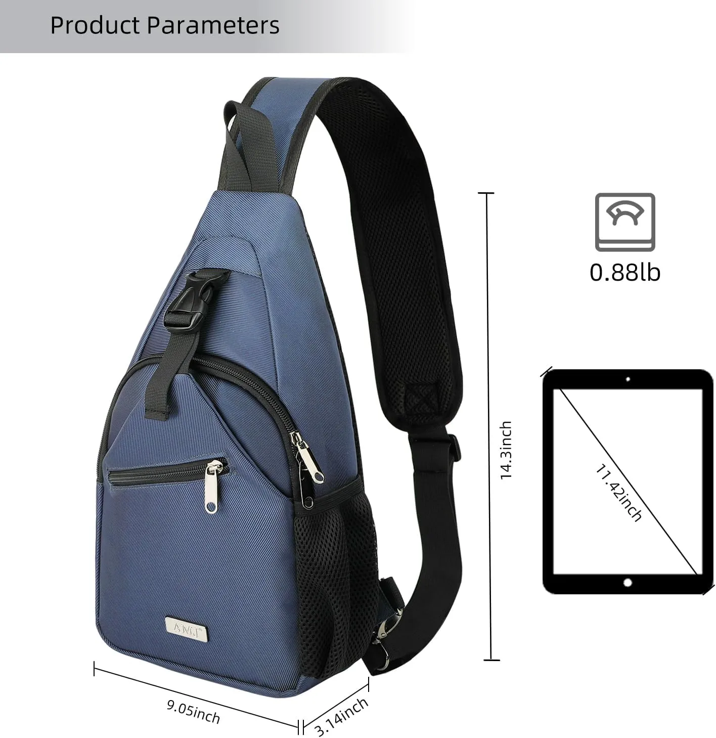 AMJ Tactical Chest Sling Bag for Men,Theft Crossbody Bag,Lightweight Hiking Shoulder Pack for Cycling, Travel, Camping