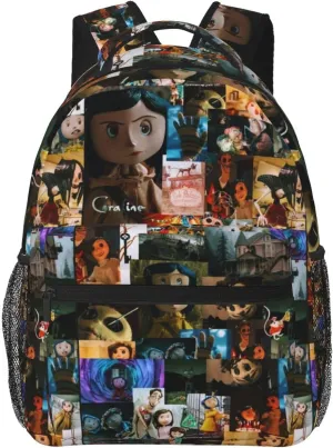 Animated Cora'Lines Movie Backpack Horror Travel Casual Daypacks Lightweight Laptop Bag Outdoor Knapsacks Multi-Function Bookbag