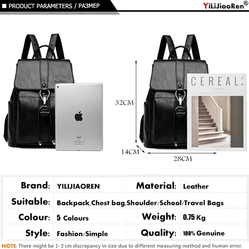 Anti Theft Backpack Women Shoulder  Leather Backpacks Women Large Capacity Bag