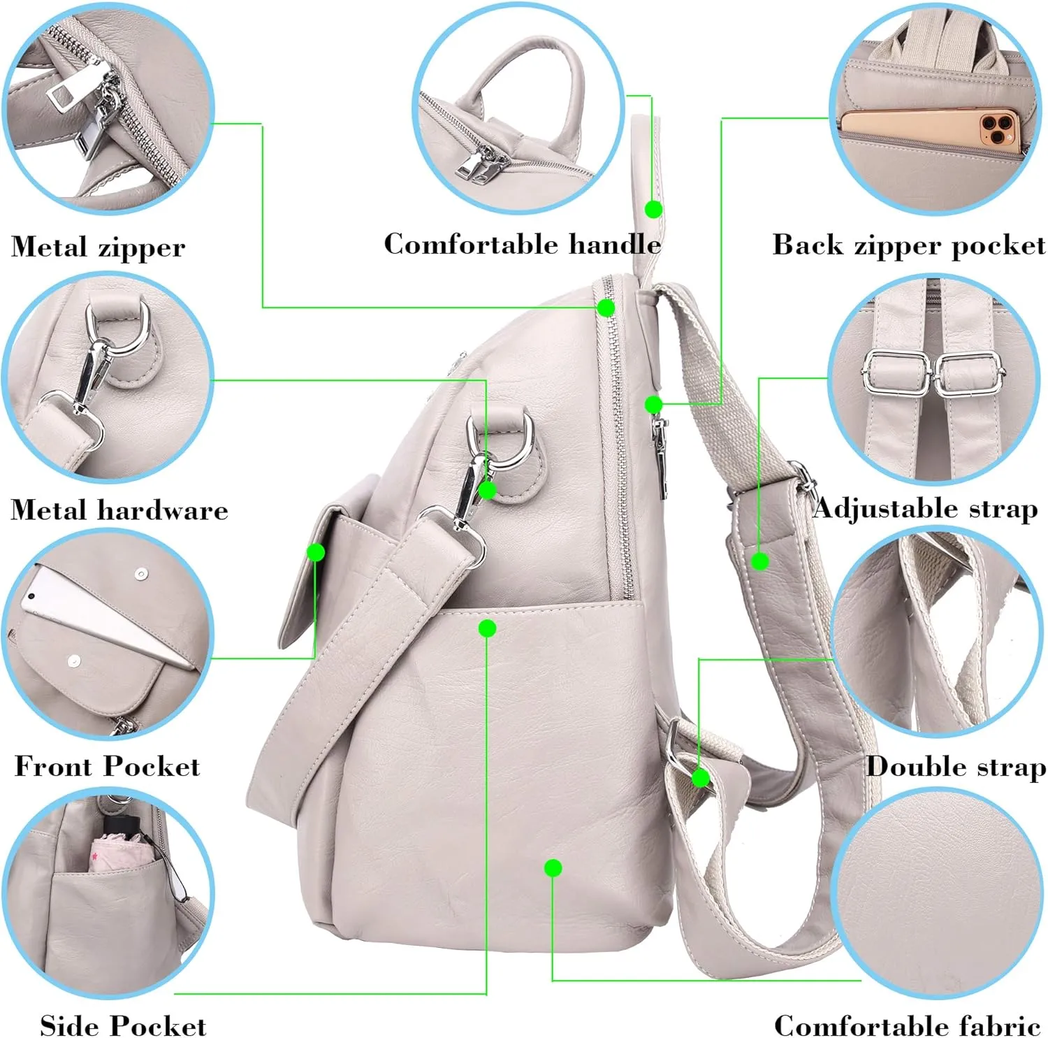 ASDSSRY Women Fashion Backpack Purse Waterproof Bookbags Travel Shopping Rucksack Convertible Ladies Shoulder Bag