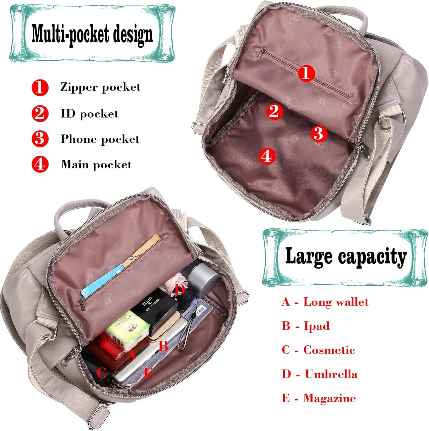 ASDSSRY Women Fashion Backpack Purse Waterproof Bookbags Travel Shopping Rucksack Convertible Ladies Shoulder Bag