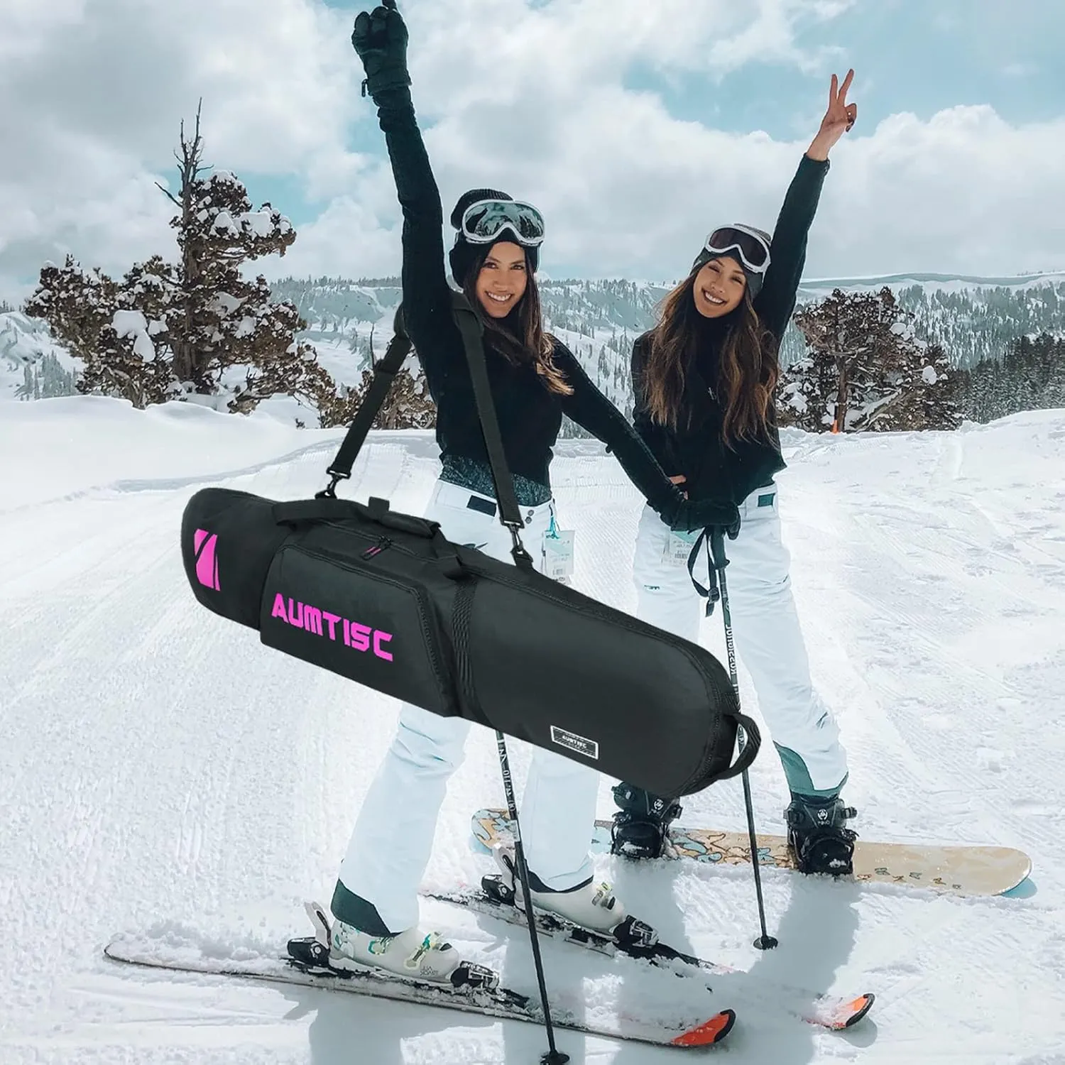 AUMTISC Padded Snowboard Bag for Air Travel, Snowboard Travel Bags for Flying with Gear Pockets, Available Length in 155cm | 165cm | Ajustblae 156-181cm