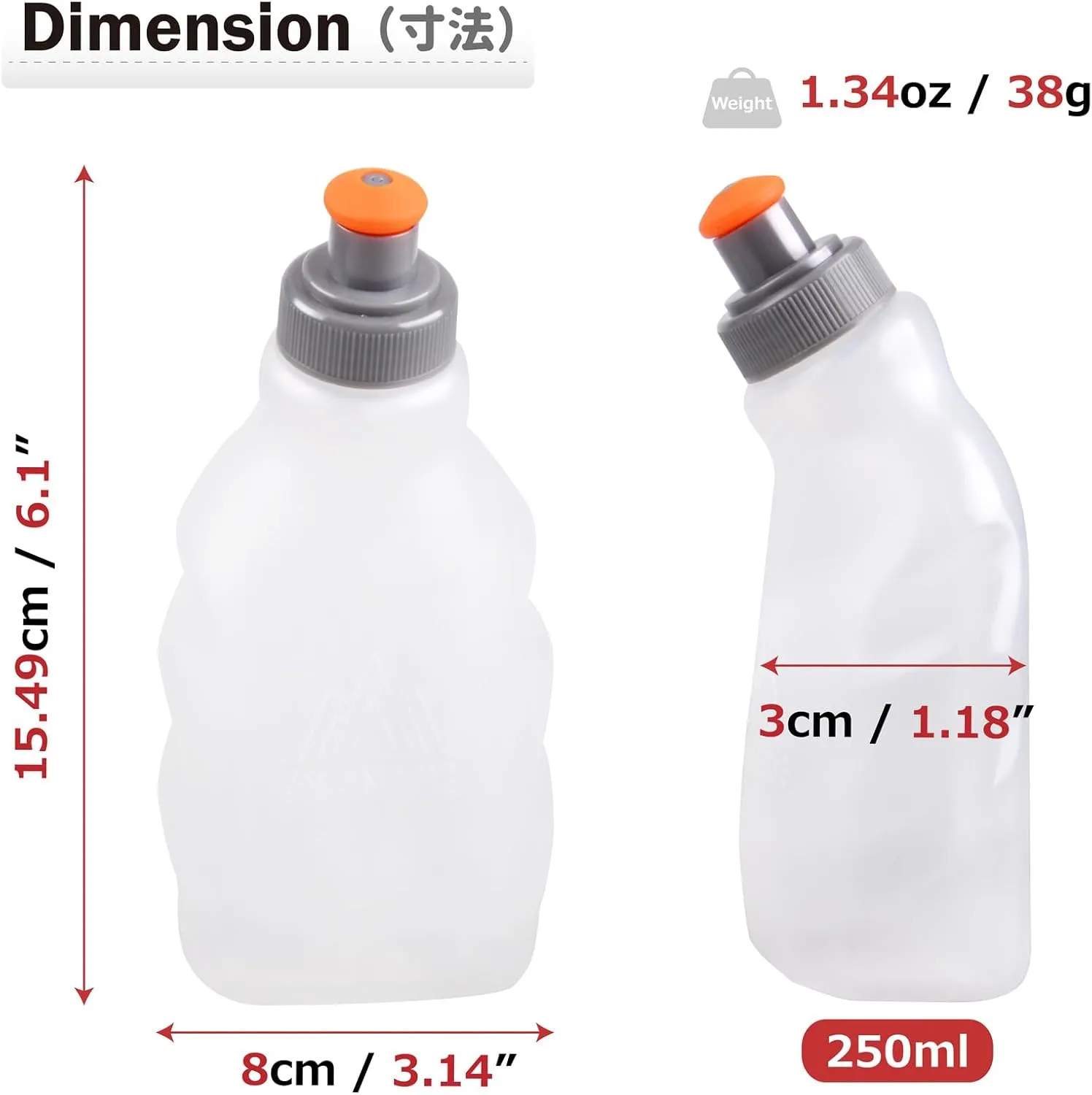 Azarxis Running Water Bottles Flask BPA Free Leakproof Hydration Vest Packs Waist Belt Replacement for Triathlon Marathon Hiking Cycling Climbing Jogging Runner