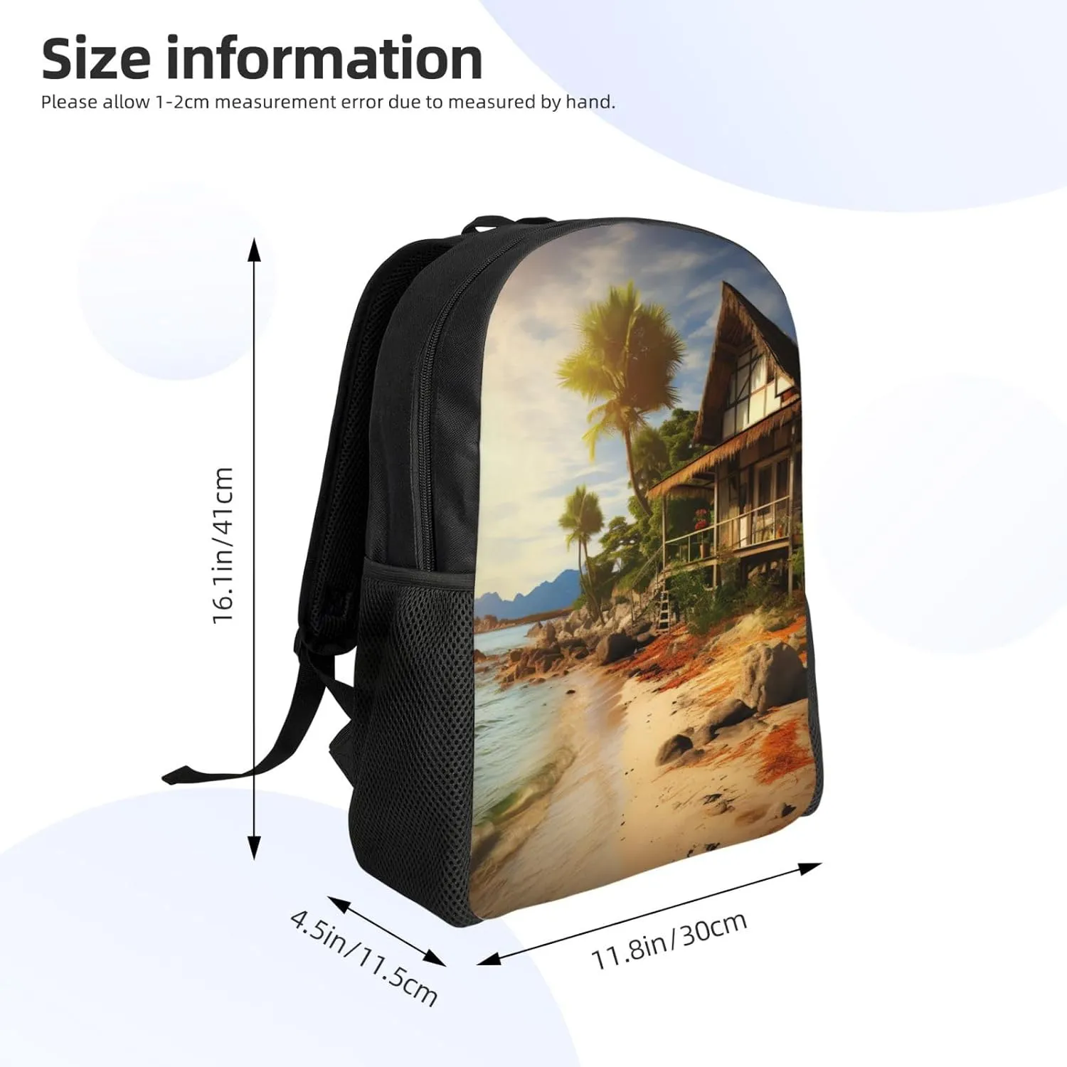 Backpack for Men Women 16.1 Inch Laptop Backpack A Cottage by The Sea Daypack Laptop Bag for Travel