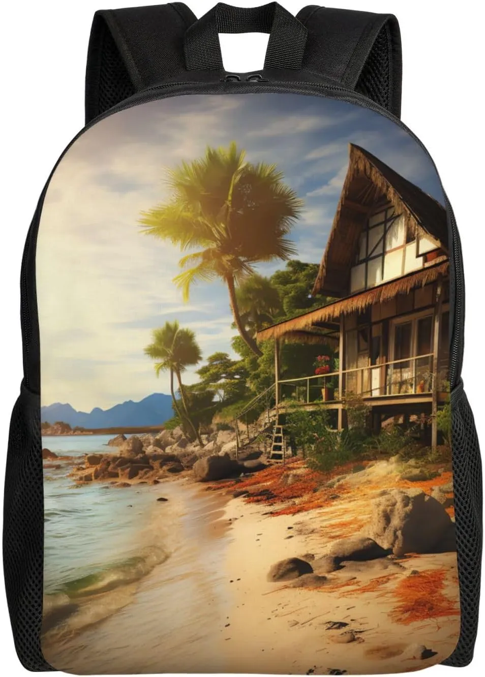 Backpack for Men Women 16.1 Inch Laptop Backpack A Cottage by The Sea Daypack Laptop Bag for Travel