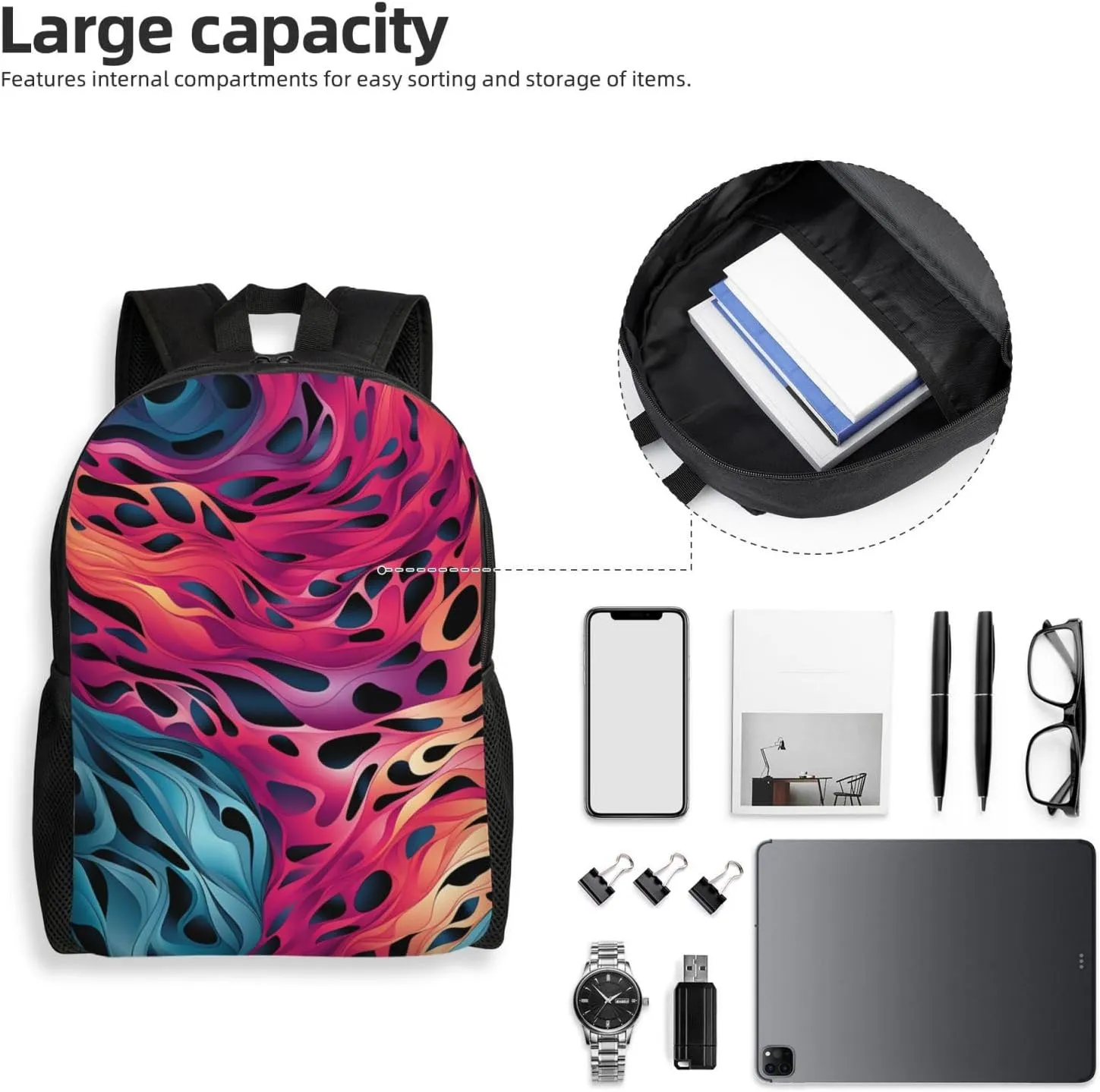 Backpack for Men Women 16.1 Inch Laptop Backpack Colored leopard Daypack Laptop Bag for Travel