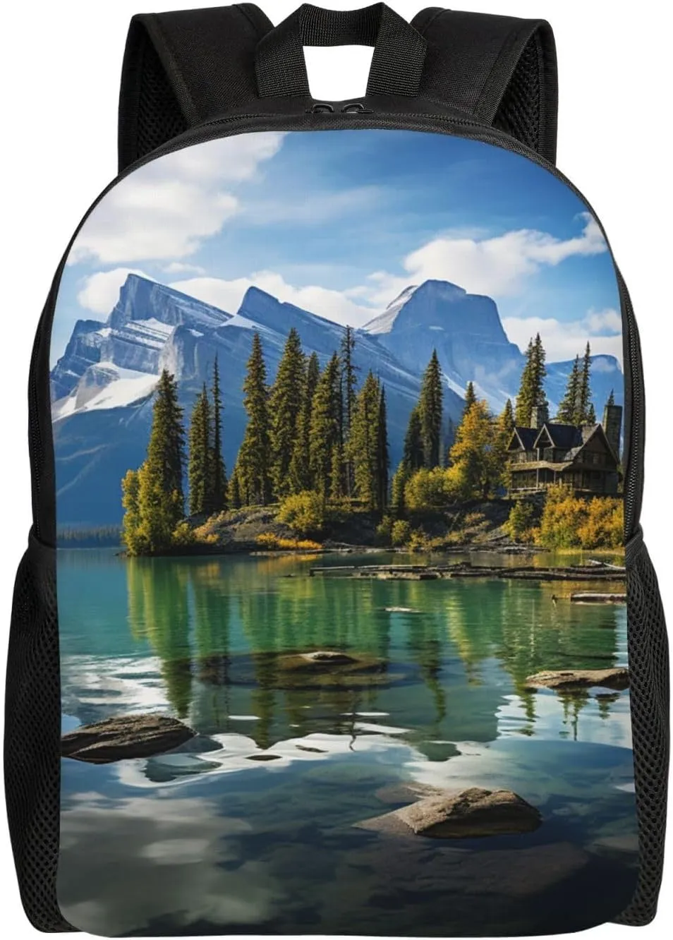 Backpack for Men Women 16.1 Inch Laptop Backpack Spirit Island in Maligne Lake Daypack Laptop Bag for Travel