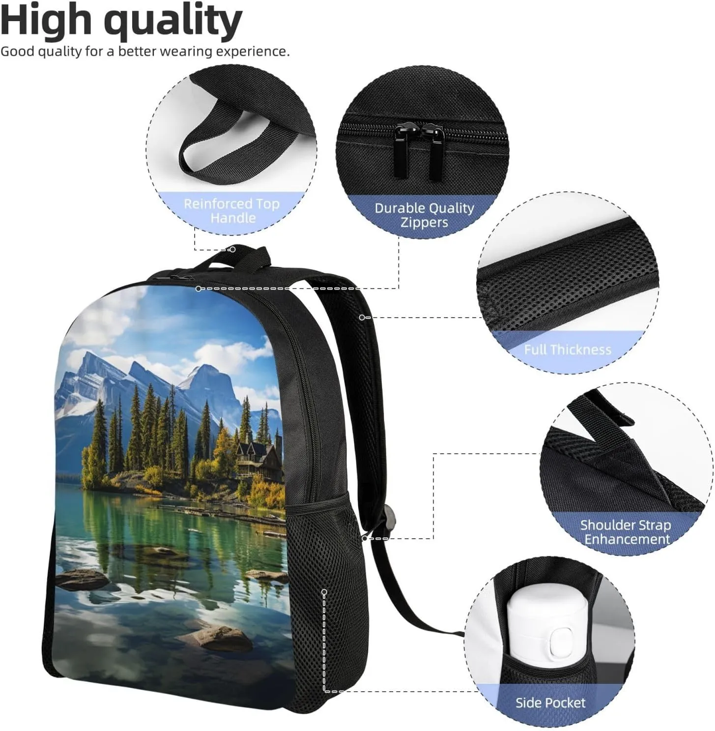 Backpack for Men Women 16.1 Inch Laptop Backpack Spirit Island in Maligne Lake Daypack Laptop Bag for Travel