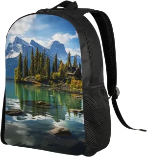 Backpack for Men Women 16.1 Inch Laptop Backpack Spirit Island in Maligne Lake Daypack Laptop Bag for Travel