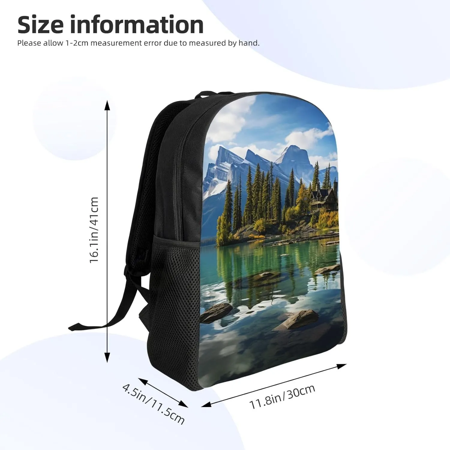 Backpack for Men Women 16.1 Inch Laptop Backpack Spirit Island in Maligne Lake Daypack Laptop Bag for Travel