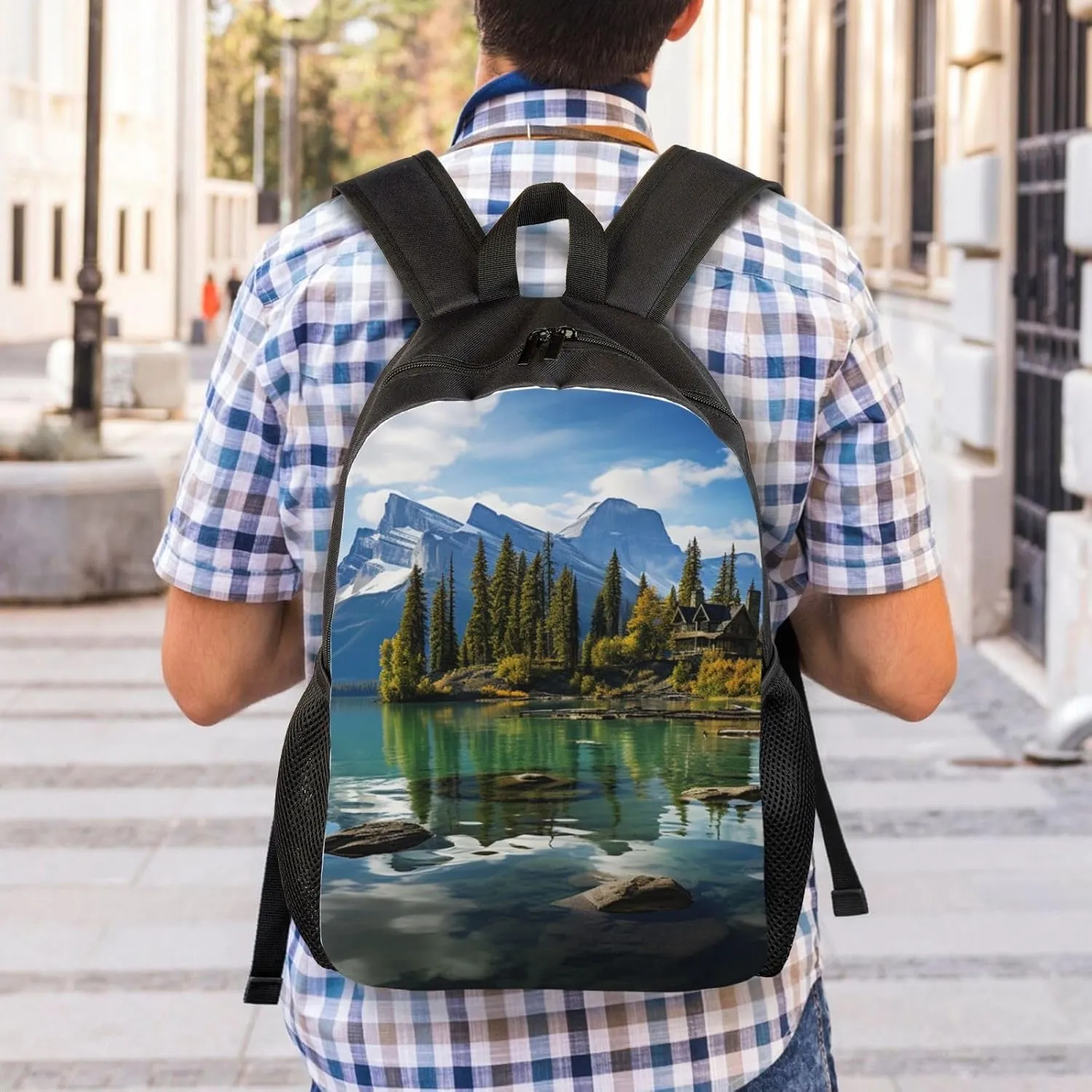 Backpack for Men Women 16.1 Inch Laptop Backpack Spirit Island in Maligne Lake Daypack Laptop Bag for Travel