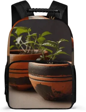 Backpack for Men Women Daypack Small Clay Pot Carry-on Bag 16 In Laptop Backpack Lightweight Travel Bag