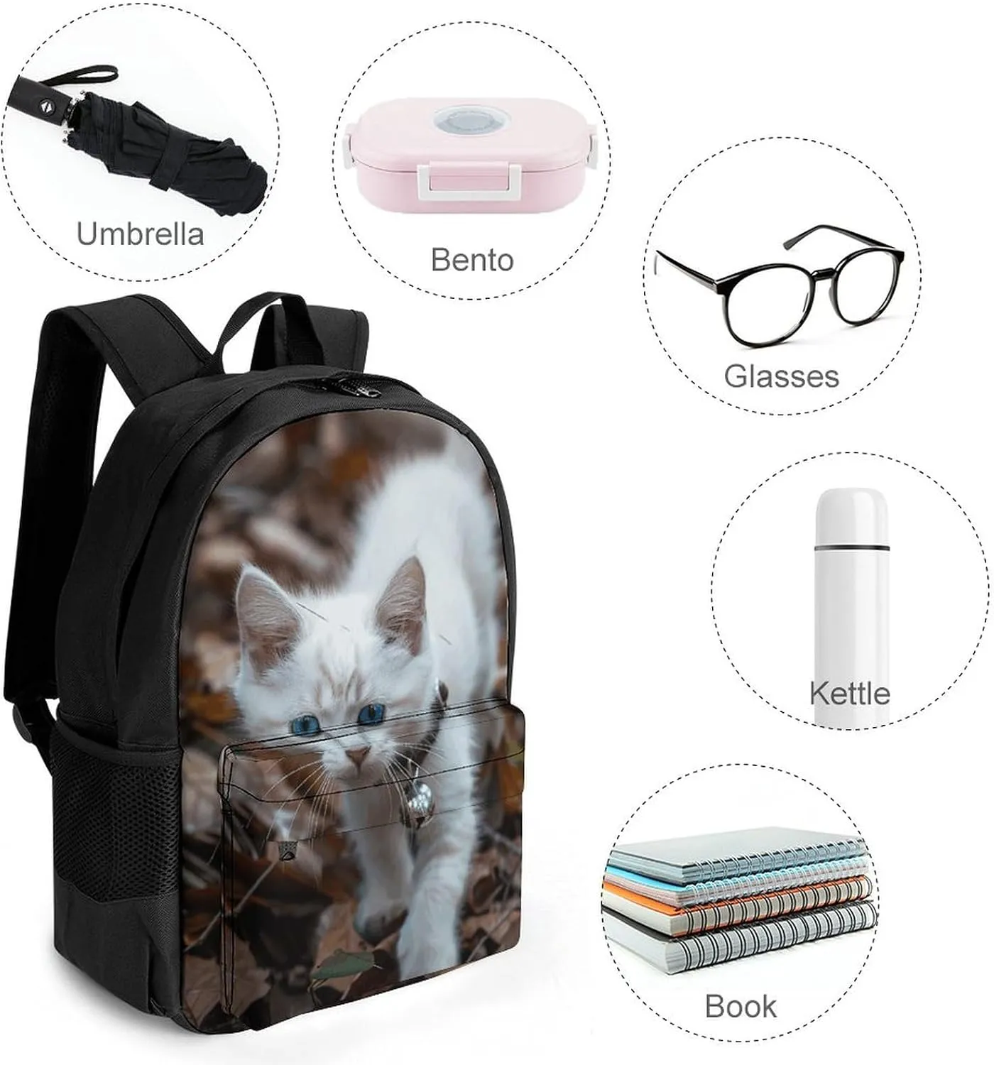 Backpack for Men Women Laptop Backpack Blue Eyes Cat Casual Daypack Laptop Bag for Travel
