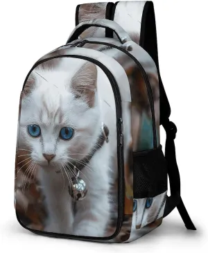 Backpack for Men Women Laptop Backpack Blue Eyes Cat Casual Daypack Laptop Bag for Travel