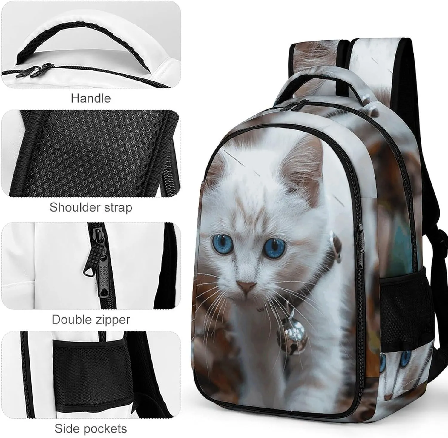 Backpack for Men Women Laptop Backpack Blue Eyes Cat Casual Daypack Laptop Bag for Travel