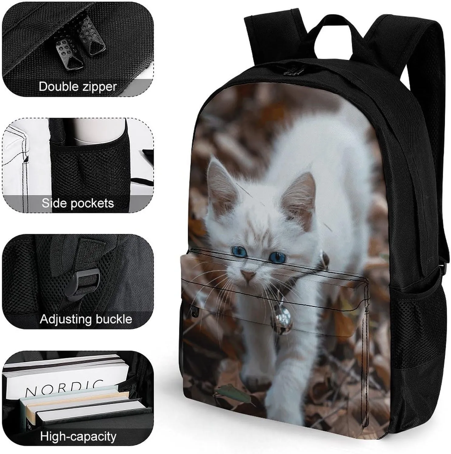 Backpack for Men Women Laptop Backpack Blue Eyes Cat Casual Daypack Laptop Bag for Travel