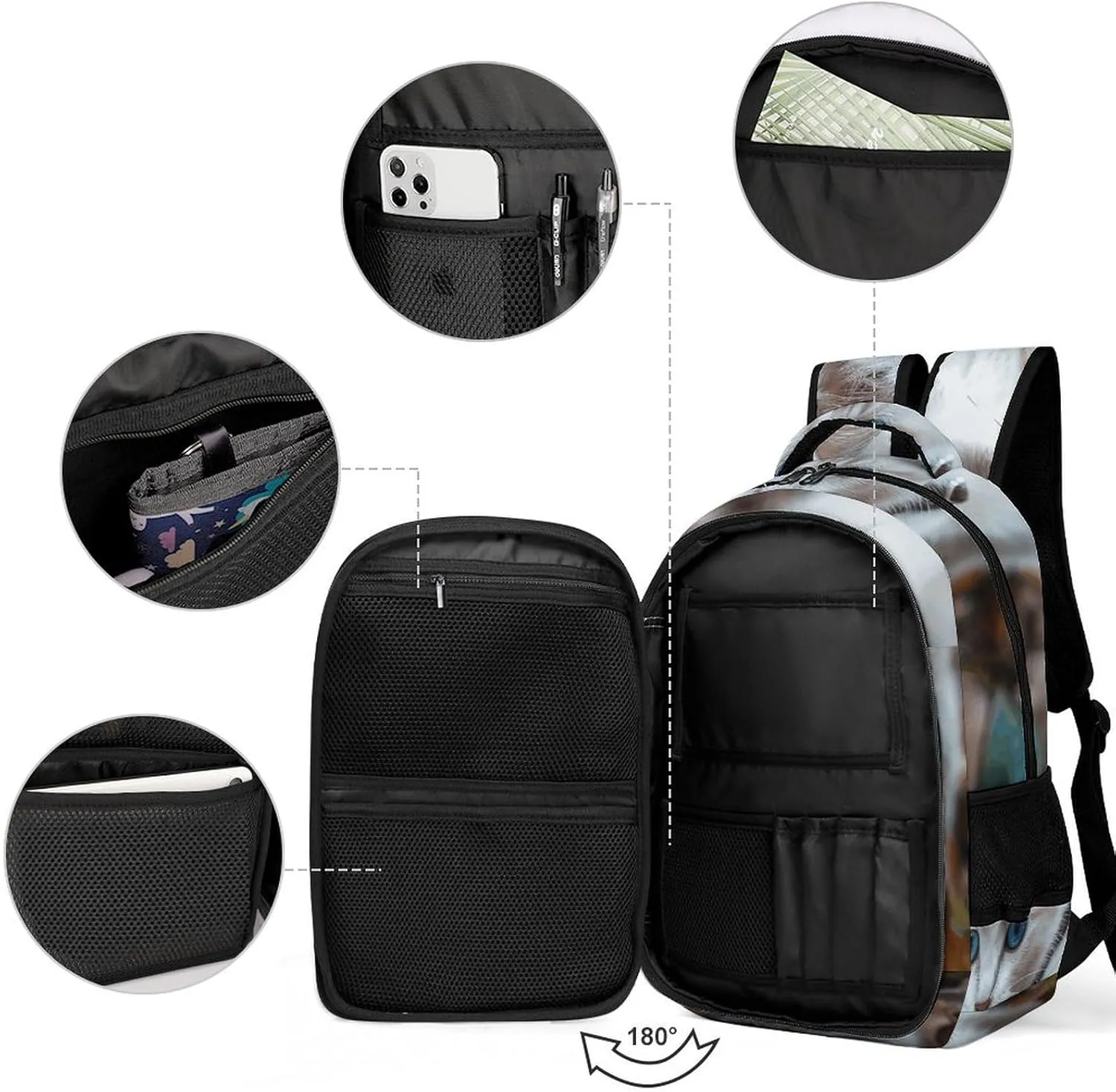 Backpack for Men Women Laptop Backpack Blue Eyes Cat Casual Daypack Laptop Bag for Travel