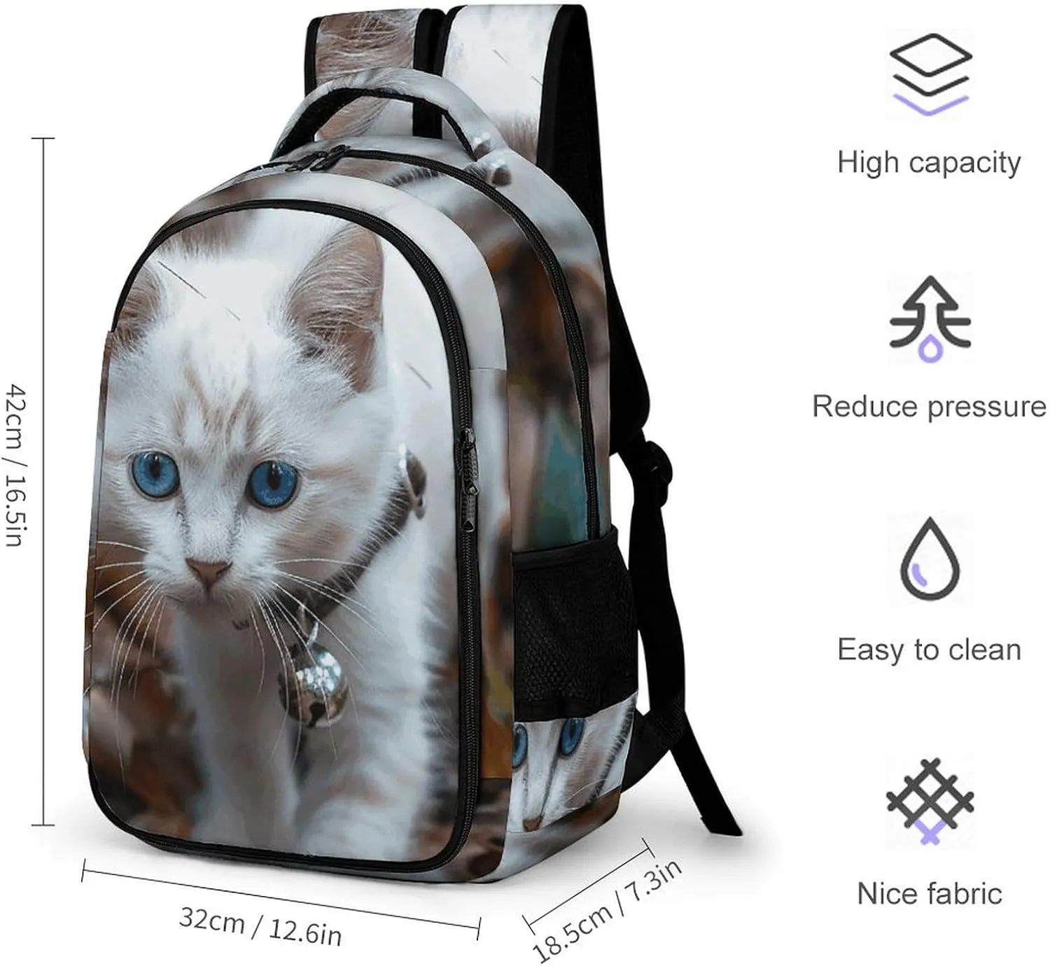 Backpack for Men Women Laptop Backpack Blue Eyes Cat Casual Daypack Laptop Bag for Travel